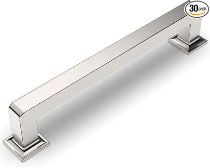 Amerdeco 30 Pack Brushed Satin Nickel Cabinet Pulls 5 Inch(128MM) Hole Centers Kitchen Cabinet Handles Cabinet Hardware Kitchen Handles for Cabinets Cupboard Handles Drawer Pulls ZH0019