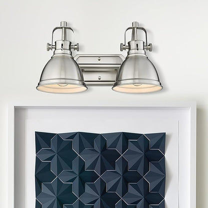 Emliviar 2-Light Vanity Lights, Modern Bathroom Light Fixture with Metal Shade, Brushed Nickel Finish, 4054-2W BN