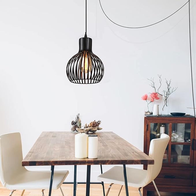 Plug in Pendant Light,Industrial Black Hanging Lignt with Plug in Cord ON/Off Switch,Farmhouse Pendant Lights for Kitchen Island,Bedroom,Living Room