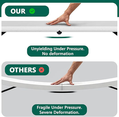 Folding Table 4ft - Heavy Duty Fold-in-Half Plastic Table with Adjustable Height, Portable Utility Tables with Steel Legs for Indoor, Outdoor, Picnic, Camping, Dining, Party (White)