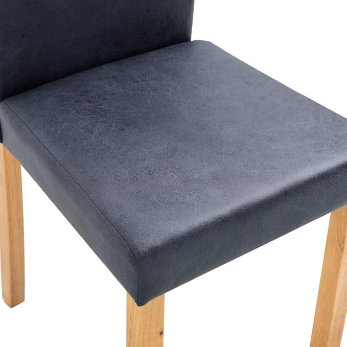 Set of 2 Gray Faux Suede Leather and Wood Modern Dining Chairs Comfortable Seating for Kitchen Dining Room Indoor Use
