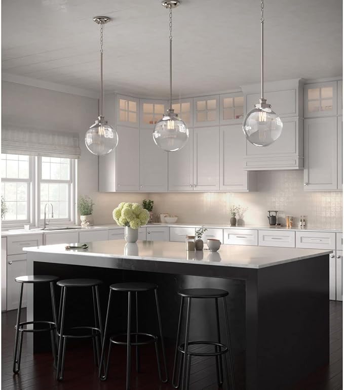 Progress Lighting 1-Light Clear Glass Farmhouse Pendant Light, Penn Collection, Indoor, P5070-104, Polished Nickel