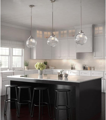 Progress Lighting 1-Light Clear Glass Farmhouse Pendant Light, Penn Collection, Indoor, P5070-104, Polished Nickel