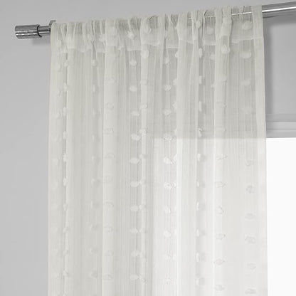 HPD Half Price Drapes Patterned Faux Linen Sheer Curtains For Living Room 50 X 96 (1 Panel), Rod Pocket Window Curtains for Bedroom, Strasbourg Dot