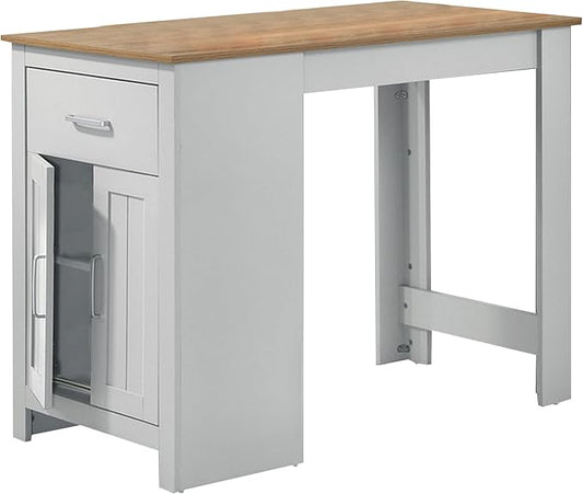 Benzara Lon 47 Inch Counter Height Kitchen Island Dining Table-White-Brown