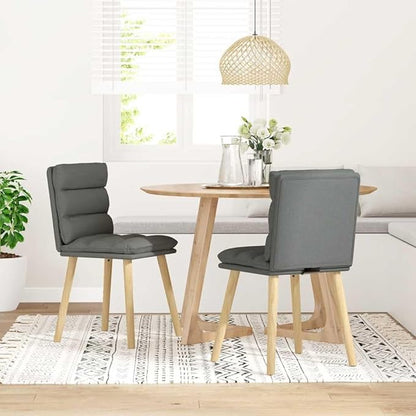 Dark Gray Fabric Dining Chairs Set of 2 Modern Farmhouse Kitchen Chairs with Thick Foam Cushion Solid Rubber Wood Furniture for Dining Room Living Room