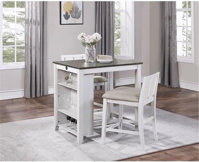 Lexicon Daye 3 Piece Wood Counter Height Dining Set in Gray and White