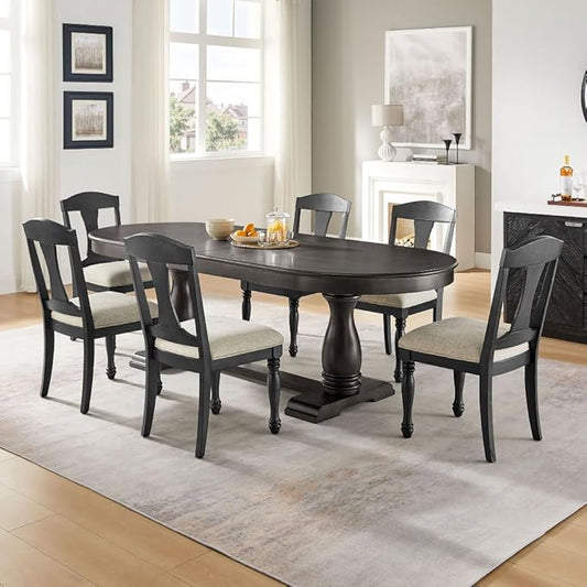 Mid-Century Modern Extendable Dining Table for 4-8, Expandable Space-Saving Kitchen Table with Leaf, Heavy-Duty Wood Finish Furniture for Dining Room, Small Apartment & Family Gatherings (Dark Brown)
