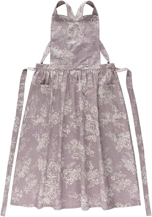 Adult Kitchen Apron Floral Cotton Waterproof Adjustable Apron Cooking Baking Garden Chef Apron with Pocket
