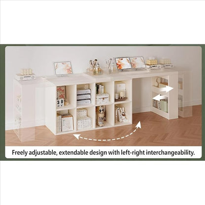 Island Table Modular Extendable Desk & Kitchen Island with Open Cubby Storage(Small)