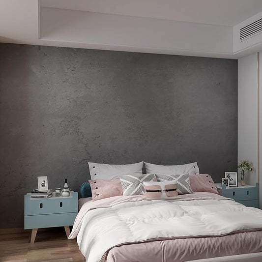 3yecao 48"×197" Extra Wide Thick Darker Grey Black Concrete Wallpaper Peel Stick Waterproof Dark Gray Concrete Cement Contact Paper Vinyl Matte Textured Adhesive Sticker for Bedroom Bathroom Gym Walls