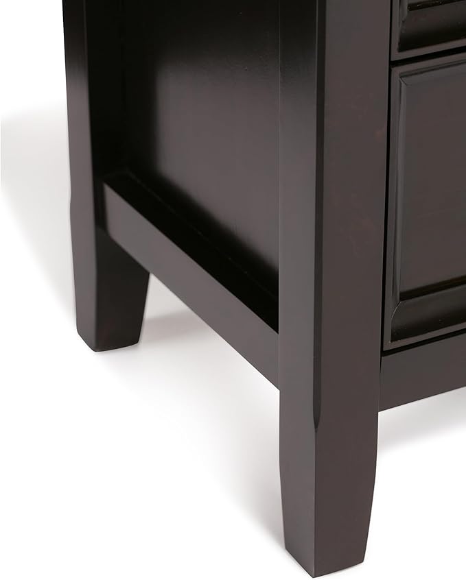 SIMPLIHOME Amherst 37-inch Wide Solid Wood Transitional-Style Storage Cabinet in Hickory Brown, Cabinet with 4 Drawers and Adjustable Shelves for Living Room or Entryway