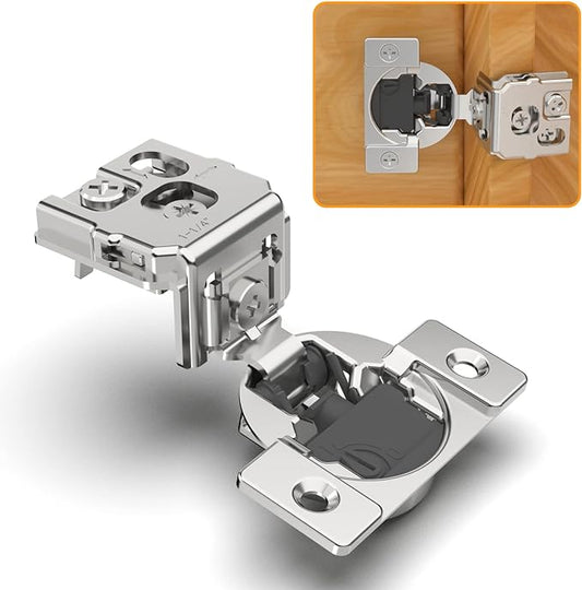 Chibery 50 Pack 1-1/4" 4D Overlay Soft Close Concealed Hinges for Face Frame Door, Control Closing Speed, Smooth Slow Self Close Hinges, Satin Nickel, 105° Open Angle Stainless Steel Cabinet Hinges