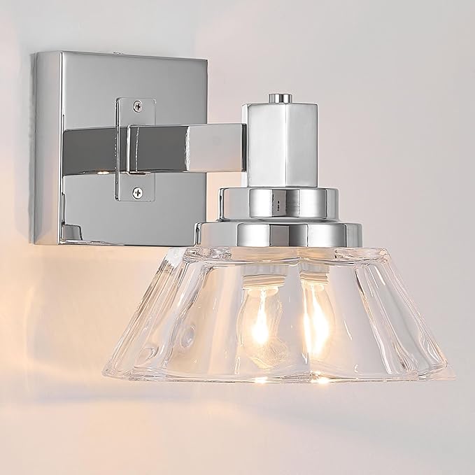 Chrome Wall Sconce 1 Light Bathroom Vanity Light Modern Wall Light Fixture for Bathroom
