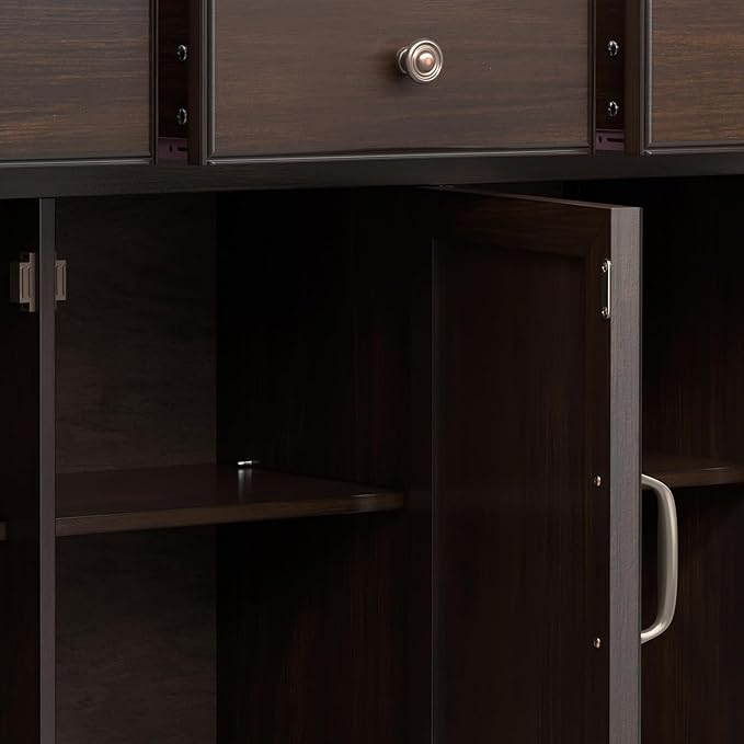 SIMPLIHOME Connaught 51-inch Wide Solid Wood Storage Cabinet in Chestnut Brown for the Entryway, Mudroom, 3 Drawers and Adjustable Shelves, Traditional Style, Space-Saving Design