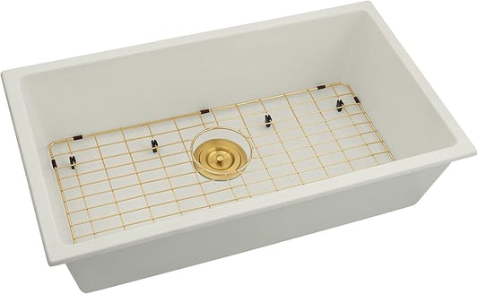 White Undermount Kitchen Sink 31 X 18 inch,Granite Composite Kitchen Sink Undermount/Drop In,Large Single Bowl Kitchen Sinks (White, 31" X 18")