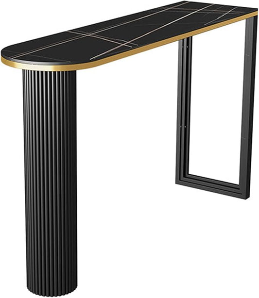 Small Round Marble Dining Table Marble Island Table for Kitchen, Bistro Pub Table Patio Height 105cm with Thickened Metal Frame for 2-6, for Small Places, Dining Living Room, C