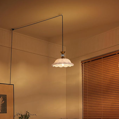 Plug in Gold Pendant Light Plugin Kitchen White Glass Pendant Lighting Fixtures with Cord Switch Vintage Hanging Lamp for Island Dining Table Bedroom Living Room