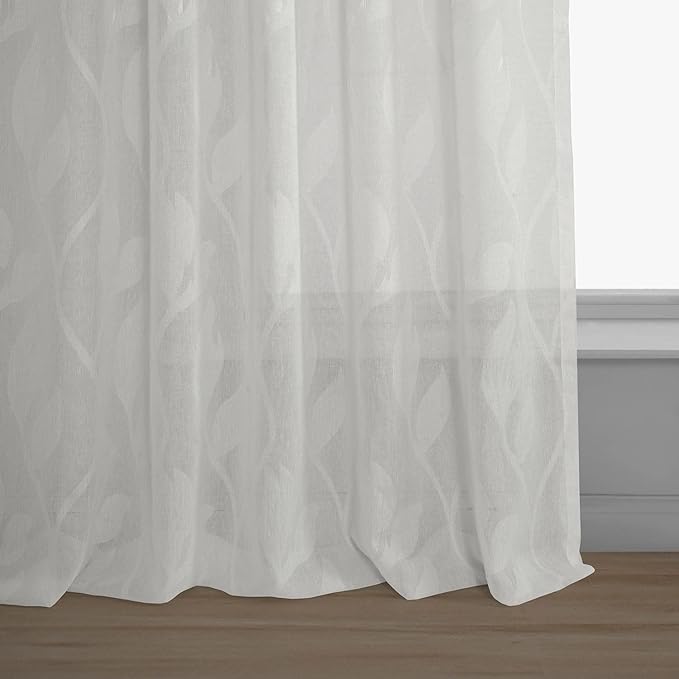 HPD Half Price Drapes Patterned Linen Sheer Curtain For Living Room 50 X 84 (1 Panel), Rod Pocket Window Curtains for Bedroom, Avignon Vine