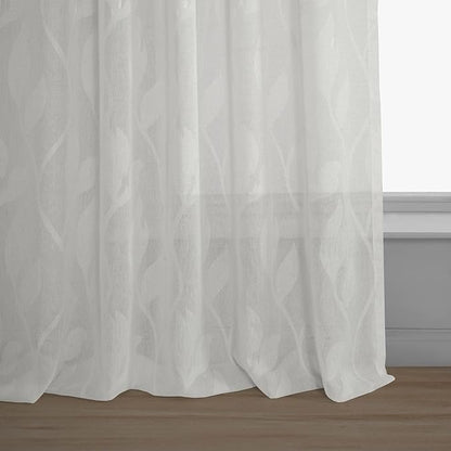 HPD Half Price Drapes Patterned Linen Sheer Curtain For Living Room 50 X 84 (1 Panel), Rod Pocket Window Curtains for Bedroom, Avignon Vine