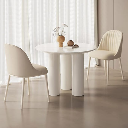 Guyii 39.37" Cream White Dining Table, Modern Round Kitchen Table, Small Indoor End Table for Kitchen, Bar, Living Room, Small Space, Easy Assembly, Table Only