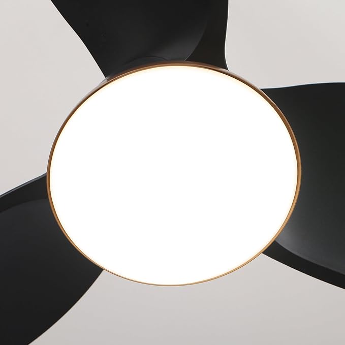 28 Inch Black Gold Ceiling Fan with Light and Remote, Industrial Modern Small Ceiling Fan, 6-Speed Quiet DC Motor, Reversible Airflow, Dimmable LED Light, Use for Bedroom, Dining Room, Kitchen