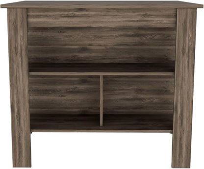 Modern Dining Table Kitchen Island Table 35in H Four Legs Three Open Shelves Sturdy Stable Easy Clean Adjustable Expandable Luxury Counter Console Living Room Decor