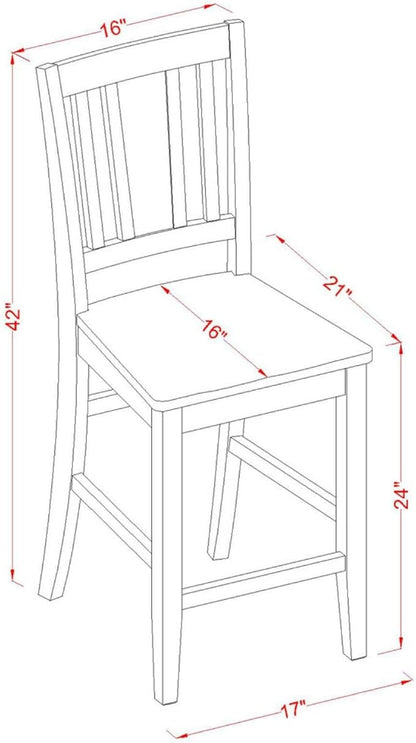 East West Furniture Buckland Wood Counter Height Stools in Mahogany (Set of 2)