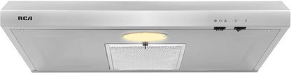 RCA R-RHUCC30SSS 30 in. Century Collection Ductless Under Cabinet Range Hood, Reusable Filter, Rocker Switch, Light, Stainless Steel