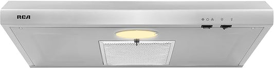 RCA R-RHUCC30SSS 30 in. Century Collection Ductless Under Cabinet Range Hood, Reusable Filter, Rocker Switch, Light, Stainless Steel
