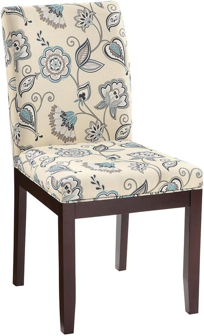 OSP Home Furnishings Dakota Upholstered Parsons Dining Chair with Espresso Finish Wood Legs, Avignon Sky