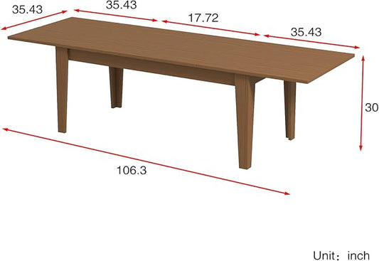 4-8 Person Extendable Dining Table, 106.5" Large Kitchen Table with 4 Legs, Modern Farmhouse Dining Tables for Dining Room Kitchen Living Room (Oak)