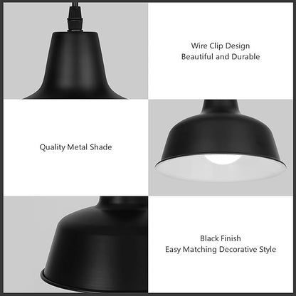 Black Industrial Pendant Lights Vintage Farmhouse Metal Hanging Ceiling Light Fixtures for Barn Kitchen Island Dinning Room Entryway Foyer (3 Pack)