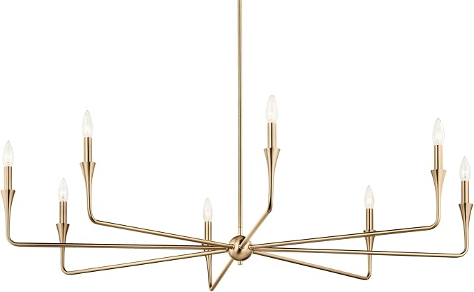 Kichler Alvaro 8-Light Chandelier, Soft Modern Light in Champagne Bronze, for Great Room or Large Living or Dining Room (23.25" x 50"), 52691CPZ