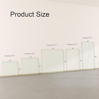 24"x48" Rectangle Tempered Glass Table Top 3/8" Thick Flat Polish Eased Corners Side Table Replacement Clear Glass Tables Top for Living Room Patio Table Tops