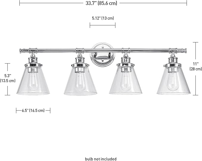 Globe Electric 51446 Parker, 4, Chrome Vanity Light, Bulb Not Included