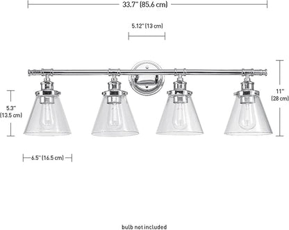 Globe Electric 51446 Parker, 4, Chrome Vanity Light, Bulb Not Included