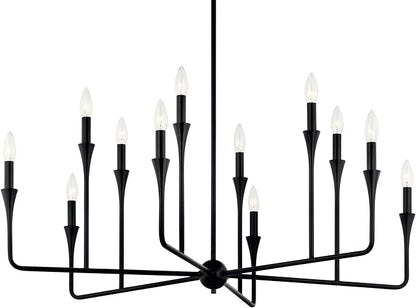 Kichler Alvaro 12-Light Multi-Tier Chandelier, Soft Modern Light in Black, for Foyer, Great or Living Room or Large Dining Room (20" x 39.75"), 52692BK