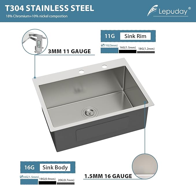 Drop In Bar Sink 24×18x9 Inch Kitchen Sink Drop In Stainless Steel Topmount Sinks 16 Gauge Single Bowl Topmount RV Sinks