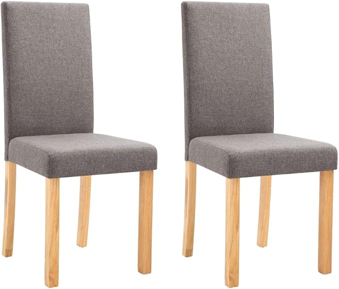 2-Pack Taupe Fabric Dining Chairs with Rubber Wood Frame, Modern Farmhouse Kitchen Chairs 16.5x20.1x37.4 Inch Soft Upholstered Seats for Dining Room Furniture