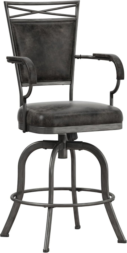 Hillsdale Bridgetown Metal Counter Height Swivel Stool, Pewter