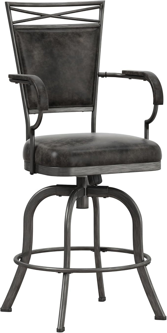 Hillsdale Bridgetown Metal Counter Height Swivel Stool, Pewter