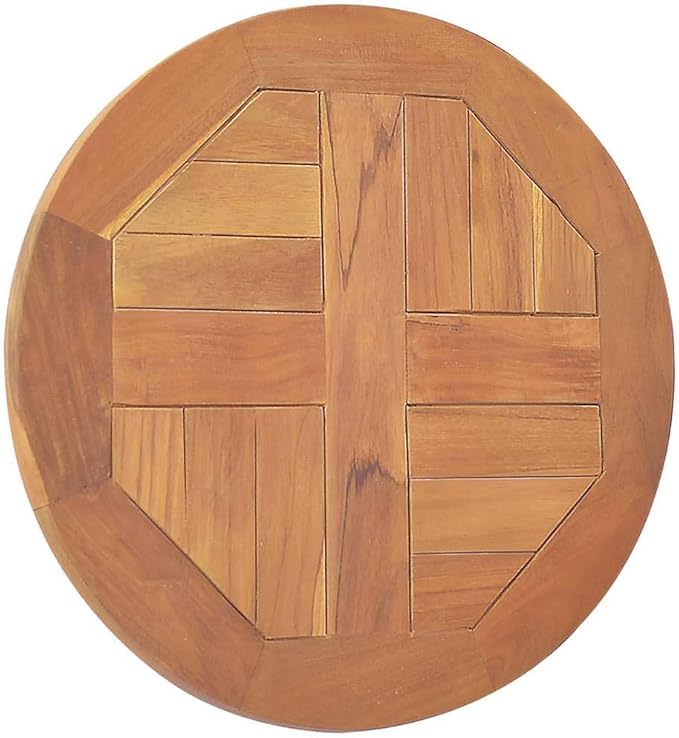 15.7" Solid Teak Wood Round Table Top 1" Thick Rustic Butcher Block Style for Kitchen Island Workbench Desk Coffee Table Indoor or Outdoor Use
