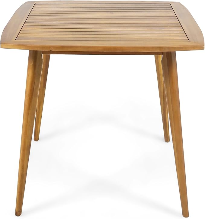 Penau Square Acacia Wood Dining Table, Toothpick Legs, Teak Finish, Modern Solid Wood Top, 35.50 x 35.50 x 30.00 Inchs, Seats 2-4, Indoor Kitchen Dining Accent Table