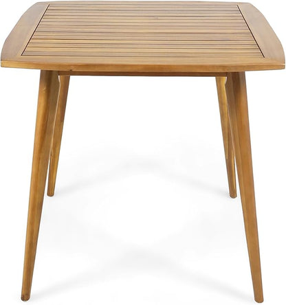 Penau Square Acacia Wood Dining Table, Toothpick Legs, Teak Finish, Modern Solid Wood Top, 35.50 x 35.50 x 30.00 Inchs, Seats 2-4, Indoor Kitchen Dining Accent Table