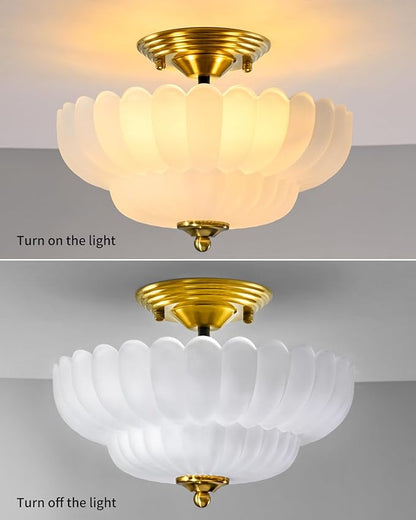 3-Light Ceiling Fixture Semi-Recessed Ceiling Light Frosted Glass Modern Lighting Ideal for Hallways, Bedrooms, Kitchens, Entryways, and Study Rooms Perfect Choice for Small Spaces