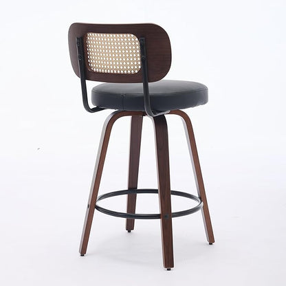 Modern Dining Chairs, Mid-Century Upholstered Kitchen Table and Chairs for Dining Room, Sturdy Stable Swivel Side Chairs with Easy Assembly for Kitchen Island, Bar, Counter or Living Room,Black-PU-2pc