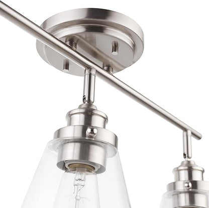 Globe Electric 59628 Jackson 3-Light Track Lighting, Brushed Nickel, Clear Glass Shades, Silver, Bulb Not Included