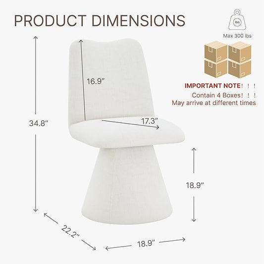 KISLOT Swivel Dining Chairs Set of 4, Modern Upholstered Dining Chair Mid Century Kitchen Chairs with High Back, 360 Degree Rotating Vanity Chair for Dining Room, Bedroom, Farmhouse, Beige