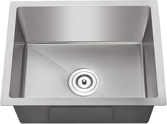 23 inch Undermount Kitchen Sink, 23x16 Inch Single Bowl Kitchen Sinks Undermount, 18 Gauge Stainless Steel 9 Inch Deep Sink Handmade Kitchen Sink, Brushed Nickel